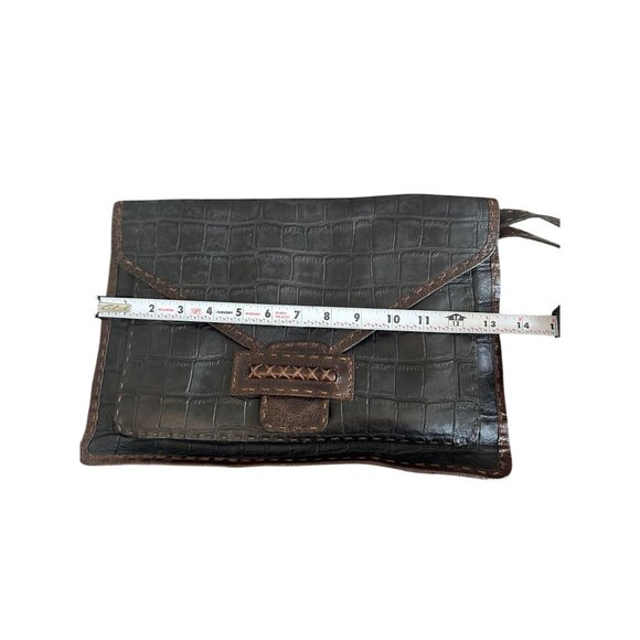 CARLA MANCINI Brown Leather Oversized Envelope Clutch Bag w/ Dustbag - Picture 7 of 9
